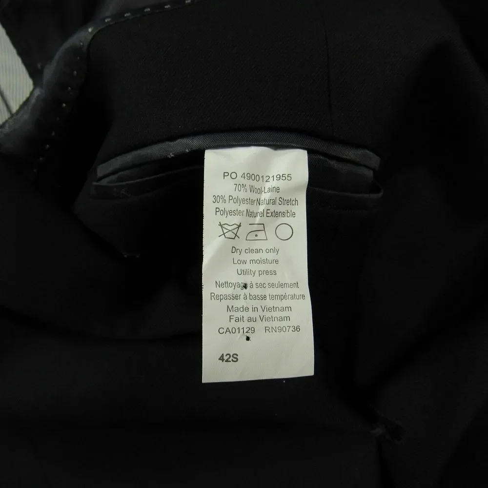 Michael Kors Blazer Mens 42S Black Solid Modern-Fit Stretch Suit Jacket $450 NEW